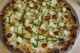 18" white pie w/ tomatoes, ricotta & pesto