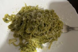 I made basil pesto pasta again…but with fresh pesto (so much better than store bought)