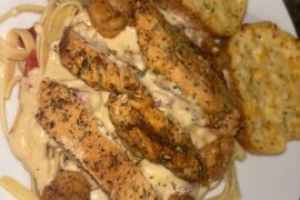 Homemade Cajun Chicken & Shrimp Alfredo