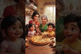 🍕 Without Oven Tawa Pizza Recipe | Easy Homemade Pizza | AI Animation Cooking Story#pizza #viral