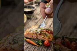 🐟 Grilled Salmon with Lemon Herb Butter#trending #cooking #shortvideo#food #trending#viral#recipe