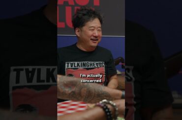 Guy Fieri feeds Bobby Lee and Andrew Santino the *@BadFriends Pizza*