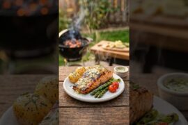 Grilled Lemon Herb Salmon #cooking #chicken #racipe #shorts