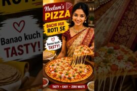 Bachi Hui Roti ➜ Cheesy Pizza! ❤️#pizzarecipe #pizzalover #desipizza #rotipizza #ytshorts #cooking
