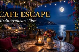 Watch the Sunset While Dining in Portofino 🍷 Italian Guitar ☕ Soft Ocean Waves
