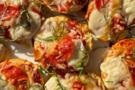 Pizza Bagel Bites with Hot Honey