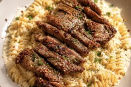 Seared Steak + Creamy Alfredo