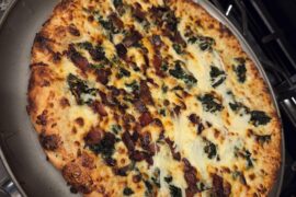 Spinach Bacon and onion at home for the win tonight