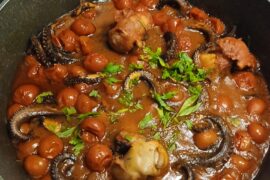 Il mio sughetto con pomodorini e polipetti veraci( fatto in casa)