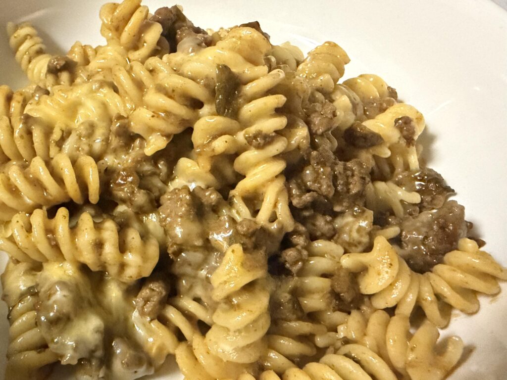 Made a Mexican pasta type thing. Or maybe hamburger helper is the right name, ha.