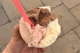 Looks like a Neapolitan mix at Pronto Gelato on their opening weekend in 2024. We will likely see similar quality at Pronto Gelato