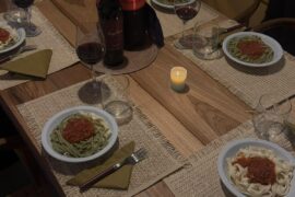 Pasta night — dinner with my friends!