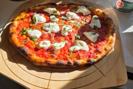 Burrata pizza with sourdough.