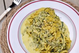Tagliarini with Zucchini, Mascarpone, Lemon & Basil