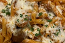 Homemade cheesy pasta