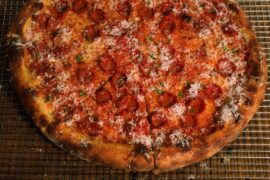 Homemade Sourdough 16-inch Pepperoni. Baked in the home oven.