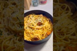 spaghetti w rosé sauce & meatballs 🍝 #bigsister #cooking #food #spaghetti #italianfood