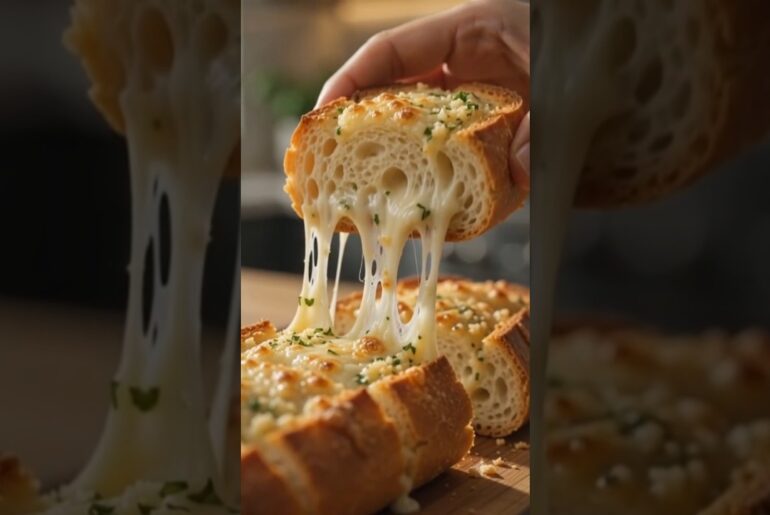 📌 Cheesy Garlic Bread Recipe 😍 | Crispy Outside, Gooey Inside 🧀 #easyrecipe #shortsfeed