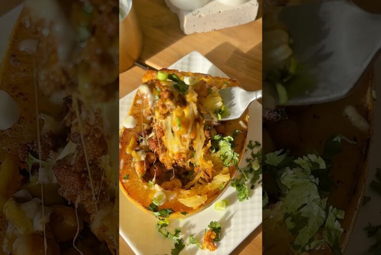 Spaghetti Squash Recipe🍝 #viral #squash #recipe #spaghetti #trending