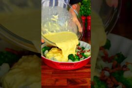 Torta sem massa de brócolis, couve-flor e bacon!😱 #receitas
