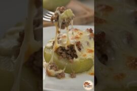 🥒 Chuchu Recheado com Carne Moída#receita #receitafacies #receitas