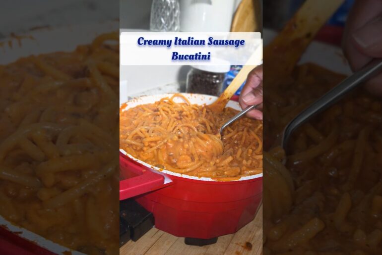 Easy #onepotmeal Creamy Italian Sausage Bucatini #pasta #pastanight #dinner #youtubeshorts