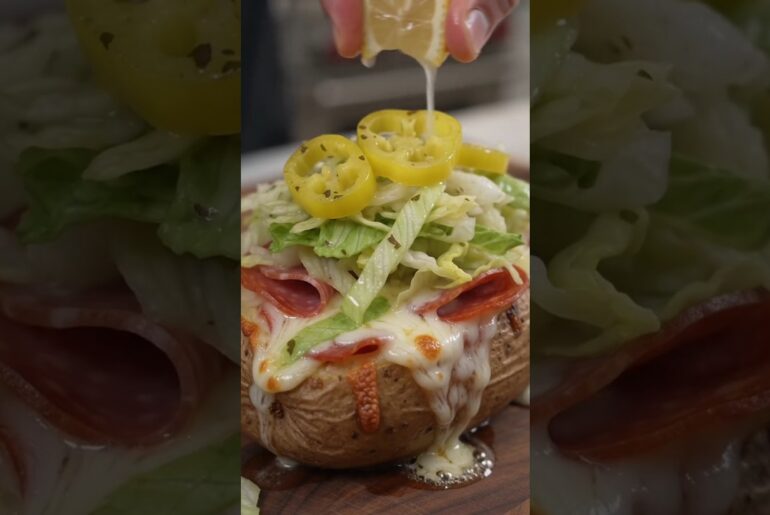 Italian grinder stuffed potato with mozzarella #recipe #food #gardendelight #cooking