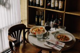 a charming Italian restaurant table spread