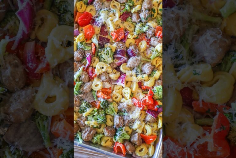 Sheet Pan Sausage and Tortellini Recipe