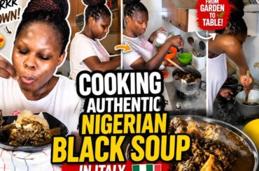 Cooking Authentic Nigerian Black Soup in Italy | From Garden to Table with Swallow