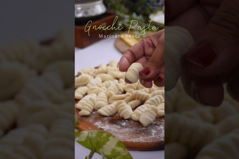 Homemade Soft Gnocchi in Marinara Sauce #shortsfeed #gnocchi #italian #recipe #viral