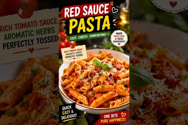 Classic Red Sauce Pasta 🍝 | Cozy Homemade Italian-Style Cooking ❤️ #trending  #shorts  #viral