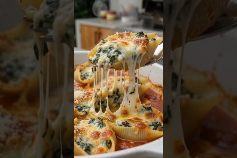 Spinach & Ricotta Stuffed Shells | Creamy Cheesy Italian Pasta | Cozy Outdoor Cooking ASMR