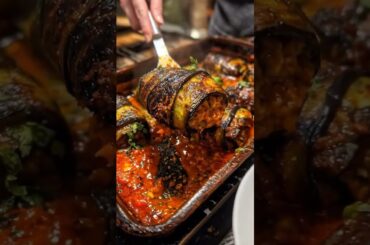 Stuffed Eggplant Rolls Bake | Italian Meat-Filled Eggplant Casserole Recipe