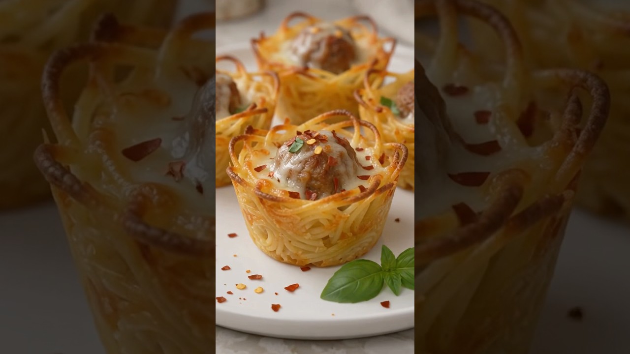 These spaghetti meatball cups turn a classic Italian food into the cutest bite-sized appetizer ππ½ These spaghetti meatball cups turn a classic Italian food into the cutest bite-sized appetizer ππ½