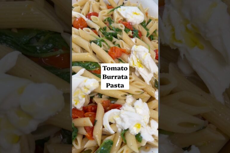 Tomato Burrata Pasta #easyrecipe #cooking #food #pasta #recipe #arugula #cherrytomatoes #burrata a