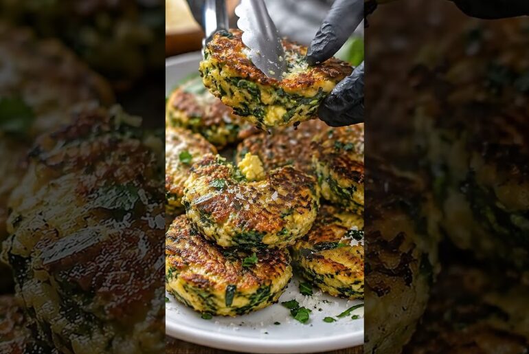 Crispy Spinach & Cheese Fritters  #youtubeshorts #mediterranean  #foodreels #easyrecipe #cooking