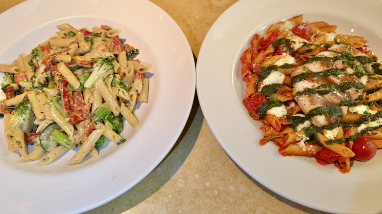 Evelyn's pasta and Tomato Basil pasta dishes