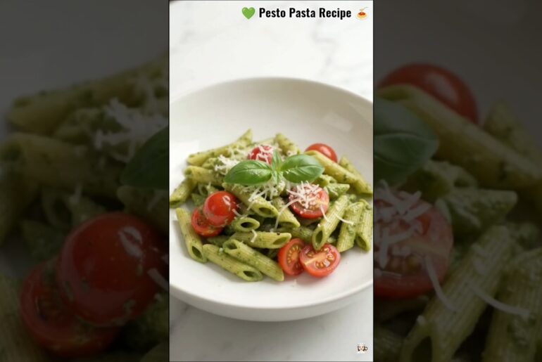 💚 CREAMY PESTO PASTA | EASY & DELICIOUS ITALIAN RECIPE 😋🍝#PestoPasta #Shorts