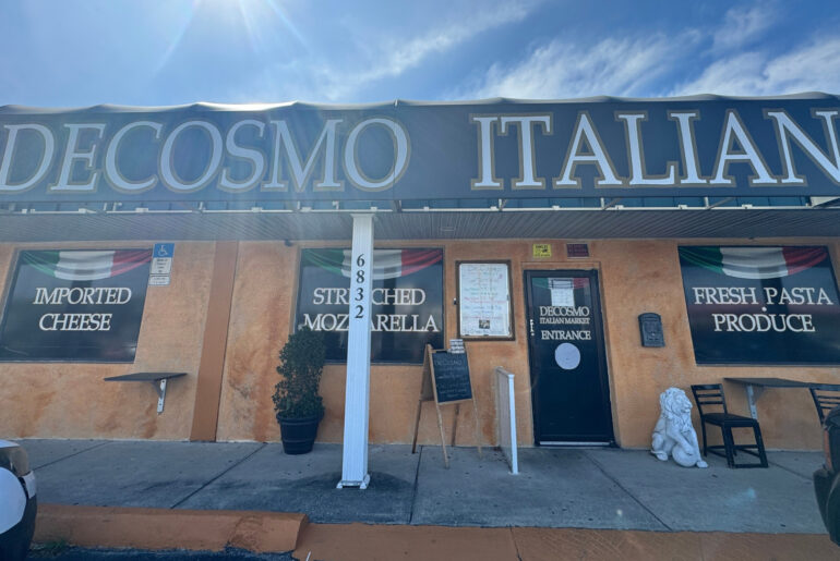 The exterior of DeCosmo Italian Market in Pinellas Park