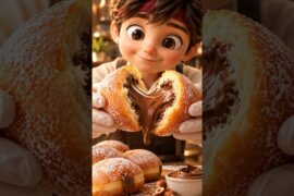 Chocolate Bomboloni Recipe 🤎🍩 Italian Filled Doughnuts #Shorts #newepisode #video