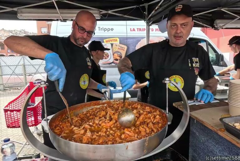Cooking the Tripe Soup. Italy Street Food Festival, Turin