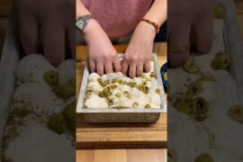 🫒 Dimpling My Jiggly, No-Fuss Focaccia! Recipe in the Description box below.