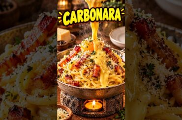 The World's Smallest Kitchen: Mini Carbonara 🍝🌎 #minikitchen #cooking #shorts