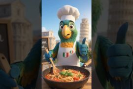 Cute Parrot Chef Cooking Italian Food Around the World 🌍#AnimalChef #ItalianFood #AIAnimation