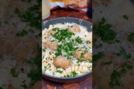 Creamy Garlic Parmesan Meatball Pasta! Recipe in description! Follow for more! @realgoodfoods_
