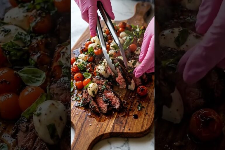 Balsamic Caprese Grilled Flank Steak🥩  #cooking #easyrecipe